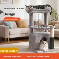 Grande structure d'escalade pour chat en bois minimaliste, maison pour chat, arbre à chat intégré, poteau à gratter en sisal, plateforme de saut, export