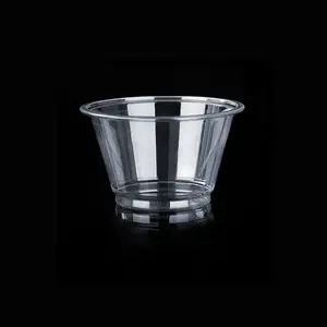 वर्ग फैक्टरी 92 मिमी थोक पेट डिस्पोजेबल आइसक्रीम मिठाई कप कप पारदर्शी 7 औंस प्लास्टिक ग्लास ढक्कन के साथ