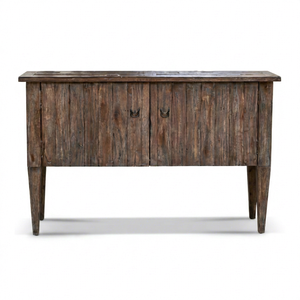 Buffet en bois rustique avec poignées métalliques, armoire de rangement, style antique, meubles de salle à manger - Product Image 1