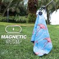 Serviette de golf magnétique et à clipser en microfibre avec logo personnalisé pour nettoyer les clubs et les balles de golf