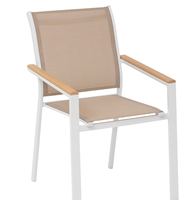 Fauteuil de jardin empilable en aluminium avec bras en teck