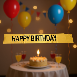 Pancarta de Feliz Cumpleaños Party Love, Texto Dorado y Negro, Rectángulo de Plástico, Decoración para Fiestas de Cumpleaños - Product Image 2