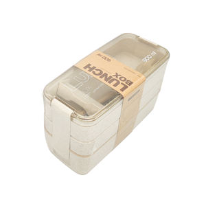 <span class=keywords><strong>3</strong></span> طبقات lunway way آمنة مانعة للتسرب في الميكروويف حاوية تخزين بنطو قش القمح البلاستيك ميزة قابلة للحرارة البلاستيك - Product Image 2