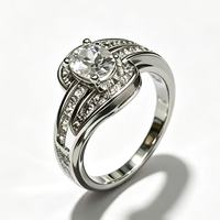 Bagues en laiton plaqué platine, pierres étincelantes élégantes pour les fêtes d'anniversaire, les mariages, les anniversaires de mariage, bijoux de mode, cadeaux