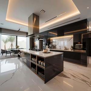 Muebles de madera maciza de alta calidad, armario de cocina de lujo personalizado moderno, diseño Modular - Product Image 3