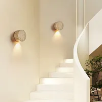 Applique Murale LED Décorative Crème Nordique en Pierre Jaune Naturelle pour Chevet, Salon, Restaurant, Couloir, Escalier, Style Wabi Sabi