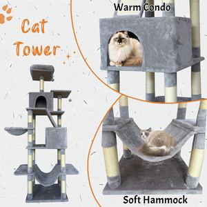 Lantai ke langit-langit Modern hewan peliharaan besar kucing Kondominium memanjat bingkai multi-tingkat kucing mewah pohon menara untuk kucing dalam ruangan - Product Image 4