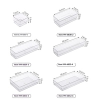 Organisateur de bureau en plastique, boîte de rangement multi-tailles, transparente, empilable, pour cosmétiques, pinceaux, rouges à lèvres, soins de la peau, coiffeuse