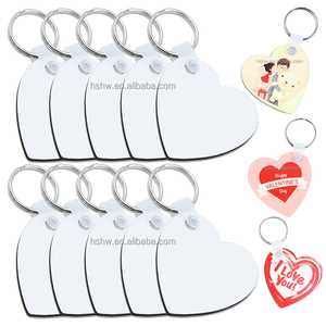 MDFSUB DIY Sublimation Mdf Keychain Single-sided 50*50mm Heart Shape Mdf Sublimation Keychain Blanks With Key Rings