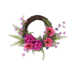 春季热卖牡丹花环迷你雏菊花和藤蔓用于前门婚礼装饰