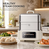 Penghangat Makanan Listrik Kapasitas Besar 12L dari Baja Anti Karat 304, 1500W, Layar Sentuh Pintar dengan Timer