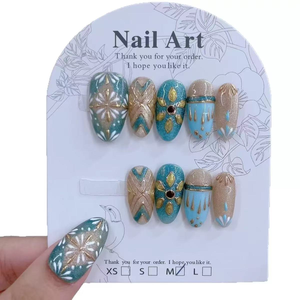 <span class=keywords><strong>Faux</strong></span> <span class=keywords><strong>ongles</strong></span> en acrylique faits main, nude, 3D, motif renard à neuf queues et floral, peints à la main, réutilisables, couvrance totale, avec colle, vente en gros, <span class=keywords><strong>chinois</strong></span> - Product Image 4