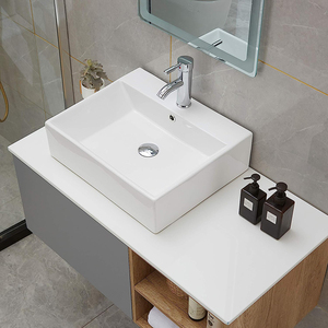 Usine <span class=keywords><strong>blanc</strong></span> dessus de table en céramique bassin waskom lavabo éviers pour salle de bain lavamanos blancos salle de bain éviers moderne wastafel - Product Image 2