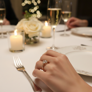 Elegante Anillo de Cóctel Vintage Chapado en Rodio de Oro Rosa de 14K para Mujer, con Diamante Cultivado en Laboratorio de 0.08 Ct, Corte Brillante, Moderno y a la Moda - Product Image 3