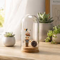 Support de bougie en verre de haute qualité pour la vente en gros, avec rose éternelle sous cloche en verre