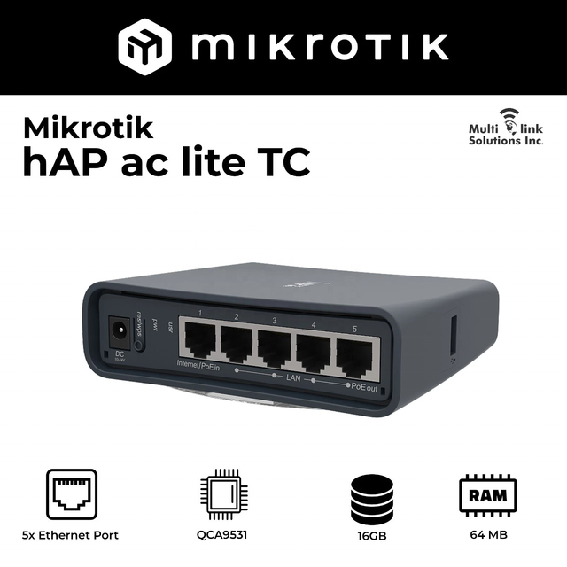 Desktop/Wall-mounted MikroTik RB952Ui-5ac2nD-TC hAP AC Lite ROS AC750 WiFi 5 Dual Band Wireless Router