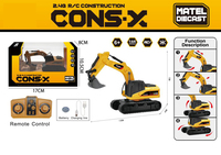 Mini-excavatrice en métal 1:64 à 8 directions, véhicule d'ingénierie, jouet de voiture télécommandée pour enfants