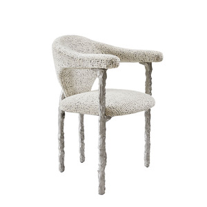 كرسي طعام خفيف وفاخر مصمم للفيلات والقُصور كرسي طعام نحاسي نقي مع مسند ظهر وتصميم فرع كرسي فردي - Product Image 6