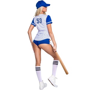 S-xl rayé sport Baseball uniforme tenue de fête Cosplay <span class=keywords><strong>Sexy</strong></span> Cheerleading Halloween Costume - Product Image 2