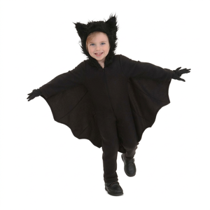 Costume de cosplay de chauve-souris noire pour enfants, avec ailes et capuche, tenue de fête d'Halloween pour garçons et filles - Product Image 1