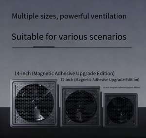 مروحة عادم صناعية قوية من الحديد الزهر مثبتة على الحائط من HENGBO، مقاس 10-14 بوصة، منخفضة الضوضاء، مربعة الشكل، لاستخراج الأبخرة الزيتية والتهوية - Product Image 3