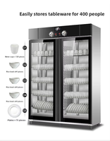 Armoire de désinfection verticale commerciale grande capacité à double porte avec stérilisation à l'ozone et vapeur, séchage à air chaud pour cuisine d'hôtel
