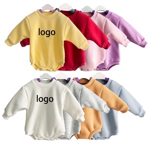 Conjunto de mameluco de punto personalizado para bebé, sin mangas, de invierno, con traje de gateo de felpa para mayor calidez, en poliéster y algodón. - Product Image 2