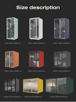 Cabine de bureau insonorisée moderne à structure modulaire en acier avec verre trempé pour réunions, appels téléphoniques, hôtels et hôpitaux