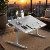 Nouvelle arrivée : Bureau portable pliable pour ordinateur portable, support réglable en hauteur, table d'appoint portable avec tiroir pour la maison et le bureau