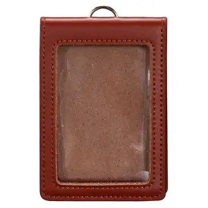 Portefeuille multi-cartes d'aéroport en cuir à prix réduit avec porte-badge d'identification en cuir PU avec corde de cou amovible
