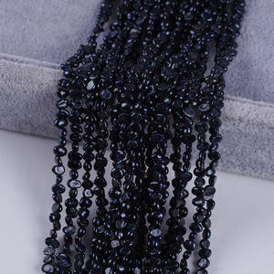 Direct Factory Sale New 3-4mm <b>Black</b> Two Sided Light Side Hole Freshwater Pearl Button <b>String</b> Natural Semi-Finished Product - Product Image 2