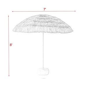 자연색 야외 팔마 비치 플라스틱 하와이 화이트 티키 훌라 pp 잔디 초가지붕 야외 밀짚 우산 - Product Image 3