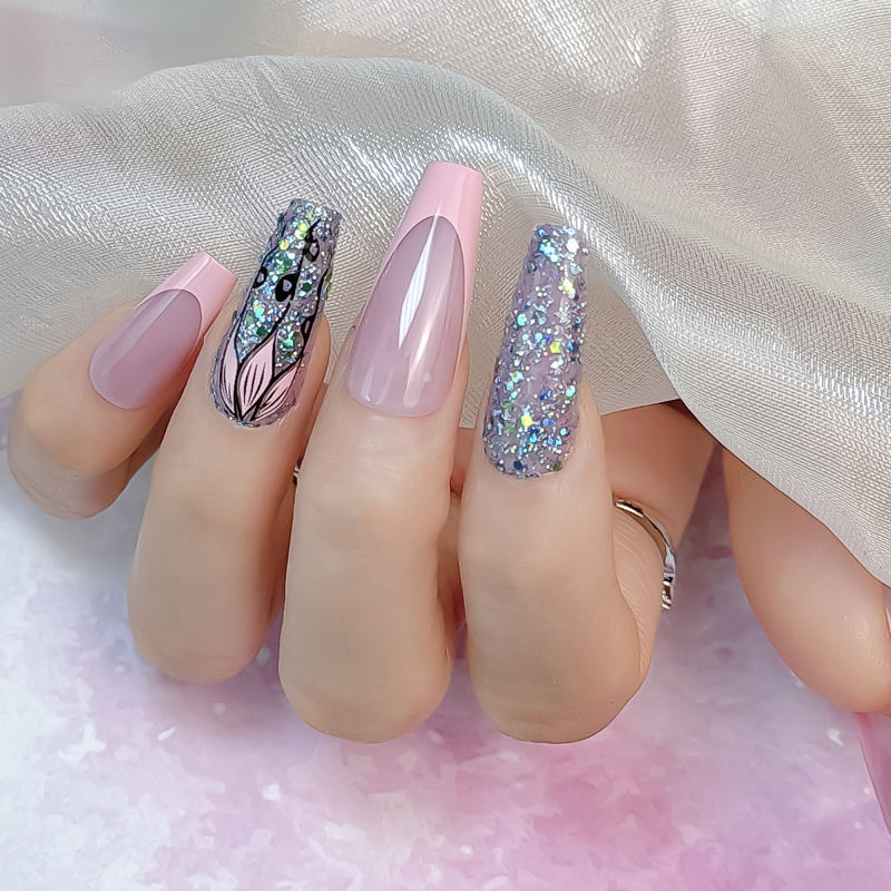 2024 Factory Price Custom Logo Ballerina Nail Tips 24pcs Per Box Hot Selling OEM/ODM Free Sample Mixed Artificial Fingernails