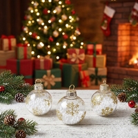 El más nuevo estilo Simple Gold Snow Christmas Glass Ball Titulares de tarjetas de visita u otros Decoraciones para fiestas de festivales Ecológico