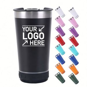 Vaso de Cerveza con Altavoz Integrado, de Acero Inoxidable de Doble Pared y 16 oz, con Logotipo Personalizado, para Viajes, Campamentos y Música - Product Image 1