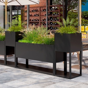 Jardinières carrées en acier inoxydable thermolaqué, grandes, écologiques et durables pour l'extérieur, pour la culture de fleurs, pour porche et cour. - Product Image 4