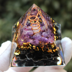 <b>Crystal</b> <b>Chip</b> Pyramid Resin Epoxy Craft Desktop Ornament Amethyst Obsidian Home Decoration Gift - Product Image 3