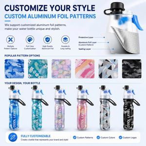 Botella de Agua Deportiva Multifuncional para Ciclismo, Mantiene la Bebida Fría, 500 ml, Plástico PE, Doble Pared, con Pulverizador de Niebla, Tapa a Presión y Asa - Product Image 6