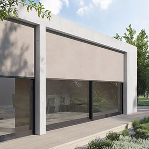 ม่านม้วนกันแดดแบบโปร่งแสงสีขาวดำสำหรับกลางแจ้ง ทำจากผ้าโพลีเอสเตอร์ สำหรับสระว่ายน้ำ  แบบกันน้ำ  แนวตั้ง  ทันสมัย - Product Image 1