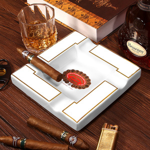 Cendrier carré en céramique <span class=keywords><strong>noir</strong></span> et blanc de style classique Monte, 4 calibres larges, pour la décoration de la maison, du <span class=keywords><strong>restaurant</strong></span> et de l'hôtel - Product Image 5