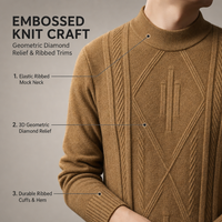 Pull à col roulé en tricot torsadé, coupe ajustée, léger, pour homme, hiver