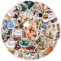 Pegatinas Decorativas para Coche, Refrigerador, Celular, Taza de Agua, Cuaderno, Empaque de Alimentos, con Diseño de Café y Grafiti, Impermeables y Creativas