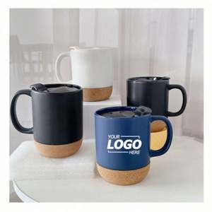 Grande tasse à café en céramique écologique de 15 oz avec fond et couvercle en liège, cadeau personnalisé pour maman, papa, pour les amateurs de café, de latte et de thé - Product Image 1