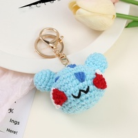 Porte-clés pendentif 3D créatif en fil crocheté style dessin animé Chibi, fait main, tricoté, DIY, vente en gros