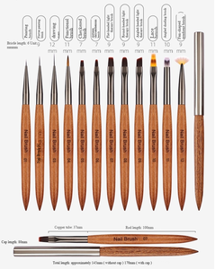 12Pcs Sandalwood Flat Nail Art <b>Brush</b> Set Professional Flower Gradient UV Gel Painting Design Tools - Product Image 2