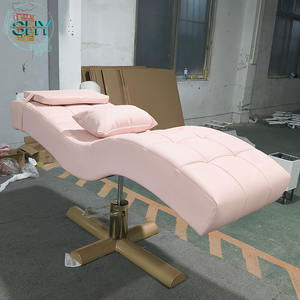 Juego de muebles de cama de pestañas de Metal dorado blanco moderno para salón de belleza Camilla Lashista y silla reclinable para mesa de masaje - Product Image 6