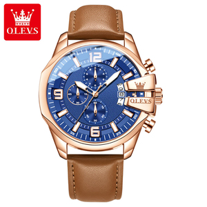 Reloj de Pulsera Analógico de Cuarzo Olves 2978 para Hombre, Edición Limitada Retro de Lujo, Caja de Aleación Resistente al Agua con Correa de Cuero - Product Image 5