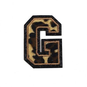 NPC315 New Iron on 8cm Black Glitter Edge Leopard Print Furry Fabric Letter Patch for Clothes Bag Decoration - Product Image 5