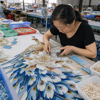 Magnifique mosaïque murale en verre faite à la main avec motif de paon, idéale pour la décoration intérieure du salon, de la cuisine ou de la salle de bain