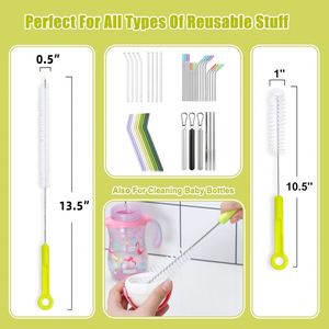 8 Pack Eco-Friendly <b>Bottle</b> Cleaning <b>Brush</b> Set with PP Handle for Beer Kettle & Straw Cleaning Custom Logo Option - Product Image 2
